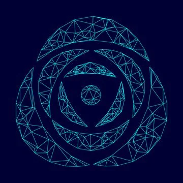 Rose low poly triangulation triangulated polygonal electric cyan blue vibrant 库存插图