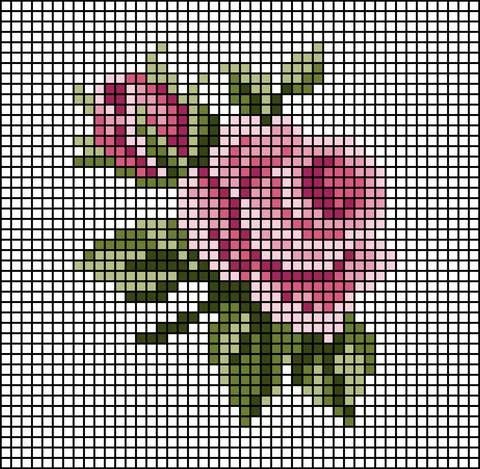 Rose mosaic tile pattern. Vector illustration of a rose flower. Stock Illustration