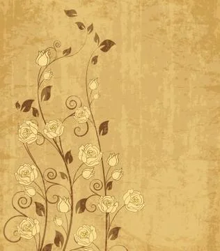 Rose on old brown background, vector illustration Illustrazione stock