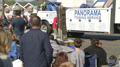 Rose Parade Bible on wheels Stock Footage 85335226