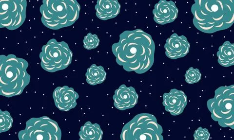 Rose pattern with dark blue background Stock Illustration