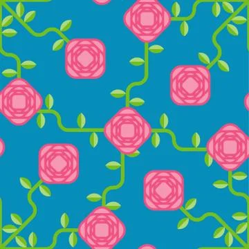Rose pattern seamless. Pink flower background. Vector illustration Stock Illustration