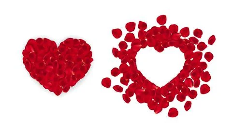 Rose petal different type heart vector illustration. Heart made from red rose Stock Illustration