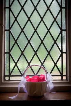Rose Petals in Basket Stock Photos