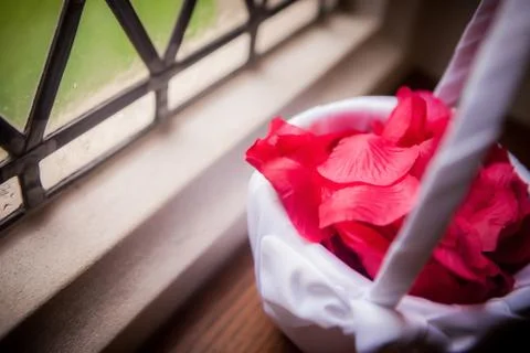 Rose Petals in Basket Stock Photos