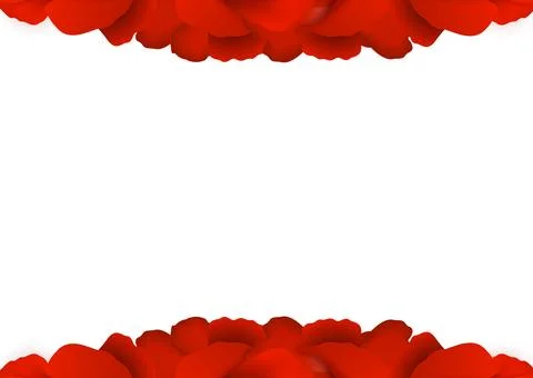 Rose petals border on white background. Stock Illustration