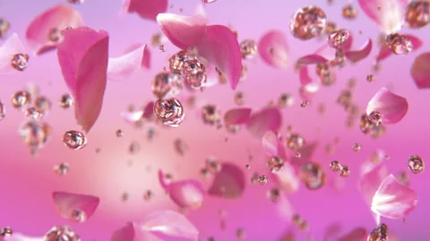 Rose petals exploding with water drops in slow motion 4K Stockbeeldmateriaal 149407798
