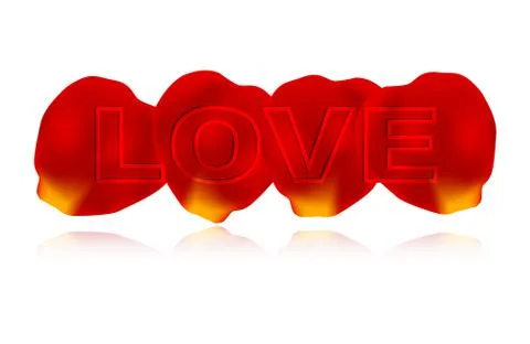 Rose petals with LOVE message Stock Illustration