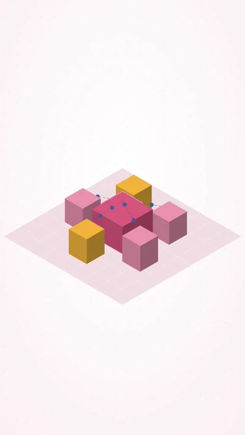 Rose pink and navy isometric connected network looping animation, vertical 9:16 Stock Footage 346258056