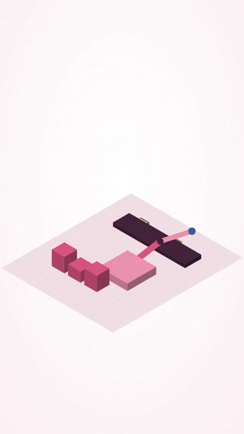 Rose pink and navy isometric robotic work cell looping animation, vertical 9:16 Stock Footage 346258111