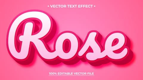 Rose pink editable text effect template, barbie doll pink colors, editable .. Stock Illustration