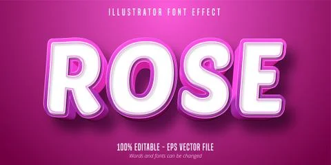 Rose pink style, editable text effect Stock Illustration