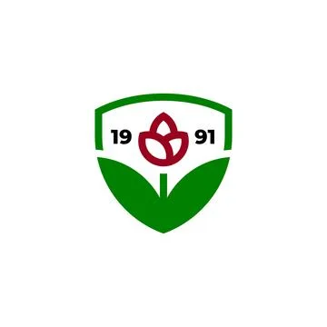 Rose plant shield logo. Security guard logo design Stock Illustration