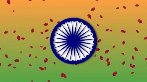 Rose potle rain on ashok chakra Stock Footage 199949984