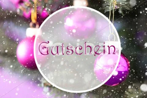 Rose Quartz Christmas Balls, Gutschein Means Voucher Stock Photos