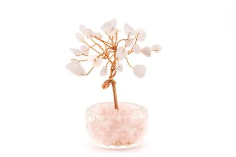 Rose Quartz Gemstone Tree Home Decoration Stock Photos