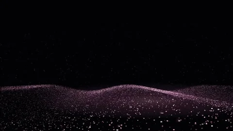 Rose quartz particle wave flows horizontally across a black background Vidéo 345185136