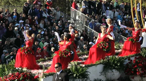 ROSE QUEENS IN PARADE Stock Footage 33847153