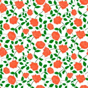 Rose Red Colorful Seamless Pattern White Background イラスト素材