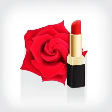 Rose with red lipstick Stock Illustration