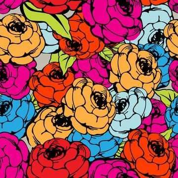 Rose repeating pattern Rose seamless pattern in colors Copyright: xZoonar.... Foto stock