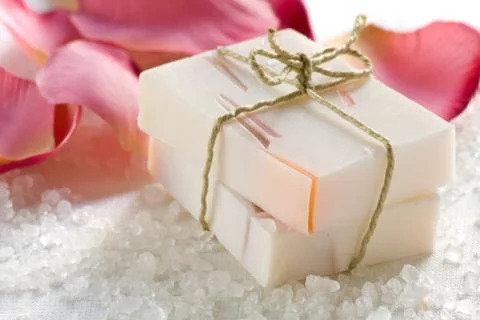 Rose scented soap Stock Photos