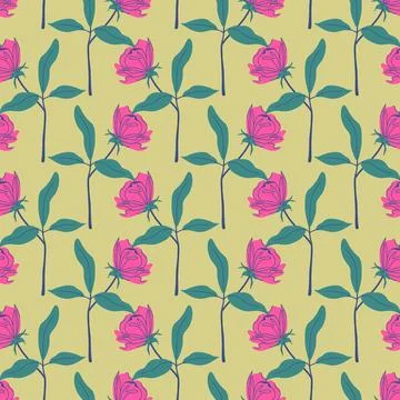 Rose seamless pattern. Beautiful Summer flowers background. Stock Illustration