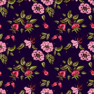 Rose seamless pattern in dark Stock Illustration