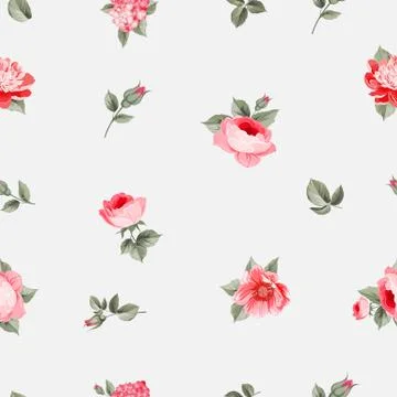 Rose seamless pattern Illustrazione stock