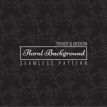 Rose seamless pattern with sketch style line art design. Floral background Stock Illustration