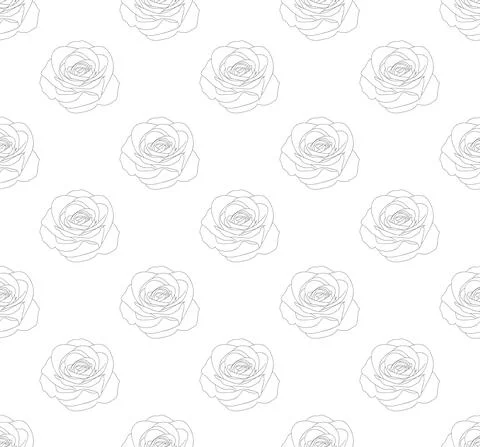 Rose Seamless on White Background Stock Illustration