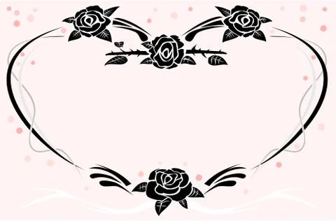 Rose silhouette text frame on pink background vector Stock Illustration
