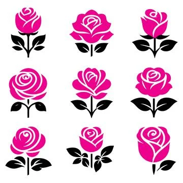 Rose silhouettes vector set イラスト素材