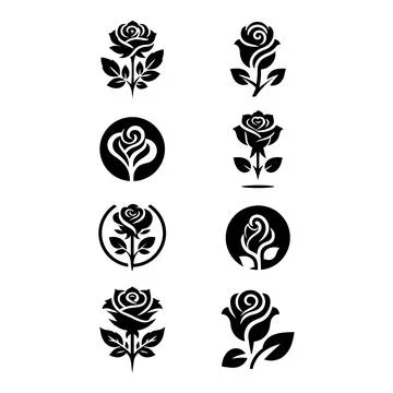 Rose silhouettes vector set Stock Illustration