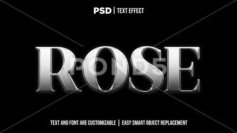 Rose silver editable text effect PSD photoshop format PSD Template
