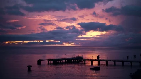 Rose Sunset at the Pier Stock Footage 70359401