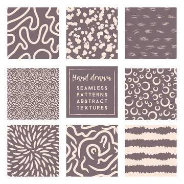 Rose taupe patterns set with primitive doodle elements Illustrazione stock