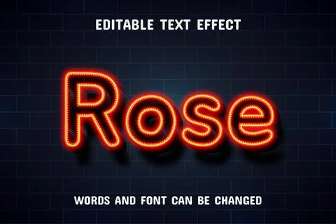 Rose text - neon text effect editable Stock Illustration