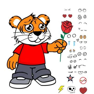 Rose tiger toon Stock Illustration
