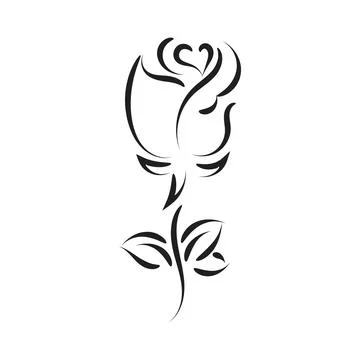 Rose Vector Image. Line Art Tattoo. Stock Illustration