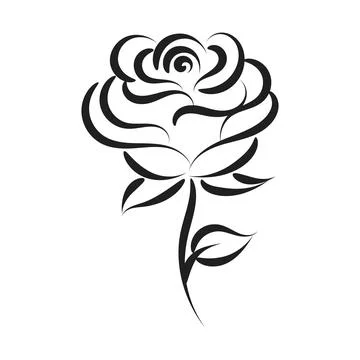 Rose Vector Image. Line Art Tattoo. Stock Illustration
