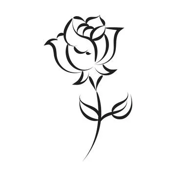 Rose Vector Image. Line Art Tattoo. イラスト素材