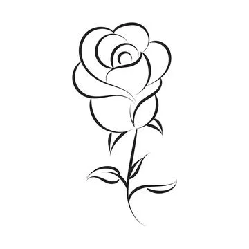 Rose Vector Image. Line Art Tattoo. Stock Illustration