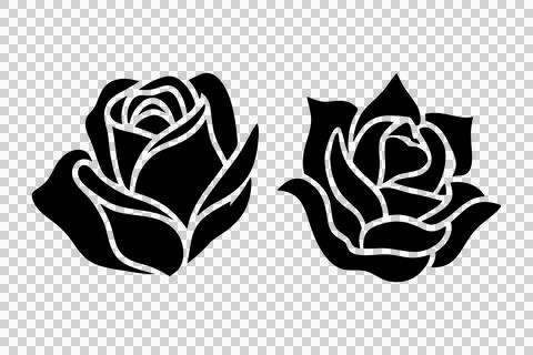 Rose vector silhouette icons set 스톡 일러스트