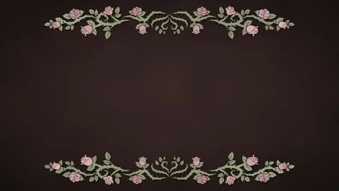 Rose vine border growing at the top and bottom with blooming roses and falling Stock Footage 348299319