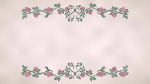 Rose vine border growing at the top and bottom with blooming roses and falling Stock-Footage 348299392