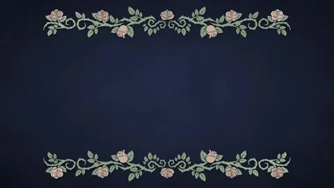 Rose vine border growing at the top and bottom with blooming roses and falling 動画素材 348299620