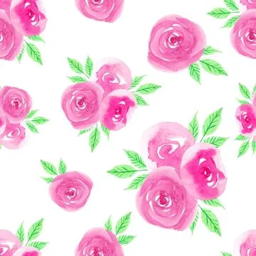Rose watercolor seamless pattern background. Stock Illustration