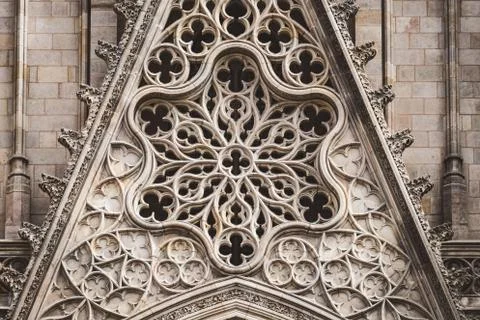 Rose window of a gothic cathedral Stock Photos
