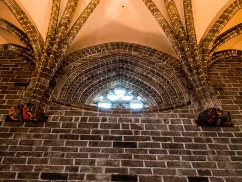 Rose window of a gothic window at the silk market in Valencia, spain 写真素材